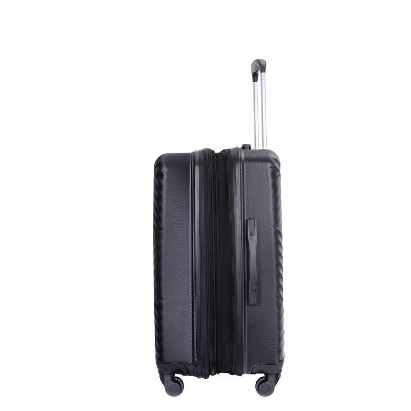 Expandable 3 Piece Luggage Sets PC Lightweight Suitcase with Two Hooks, Spinner Wheels, TSA Lock, (20/24/28), Black